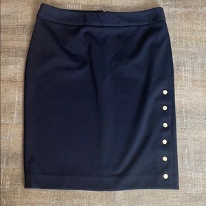 Premise Studio navy knit button side skirt